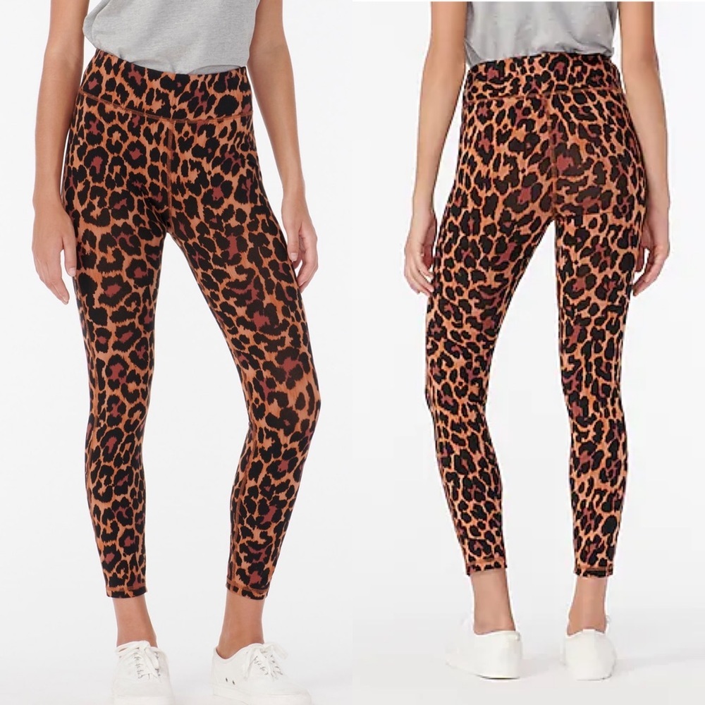 New J. Crew 7/8 High Rise Leggings Leopard XL